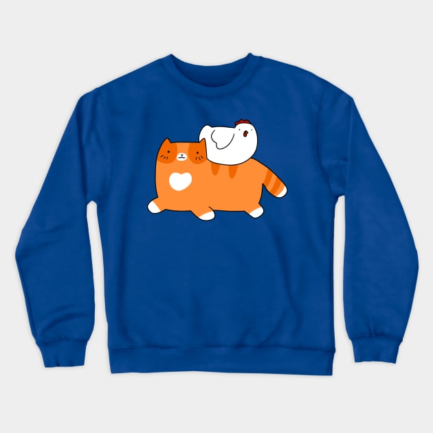 Orange Tabby and Chicken Crewneck Sweatshirt by saradaboru